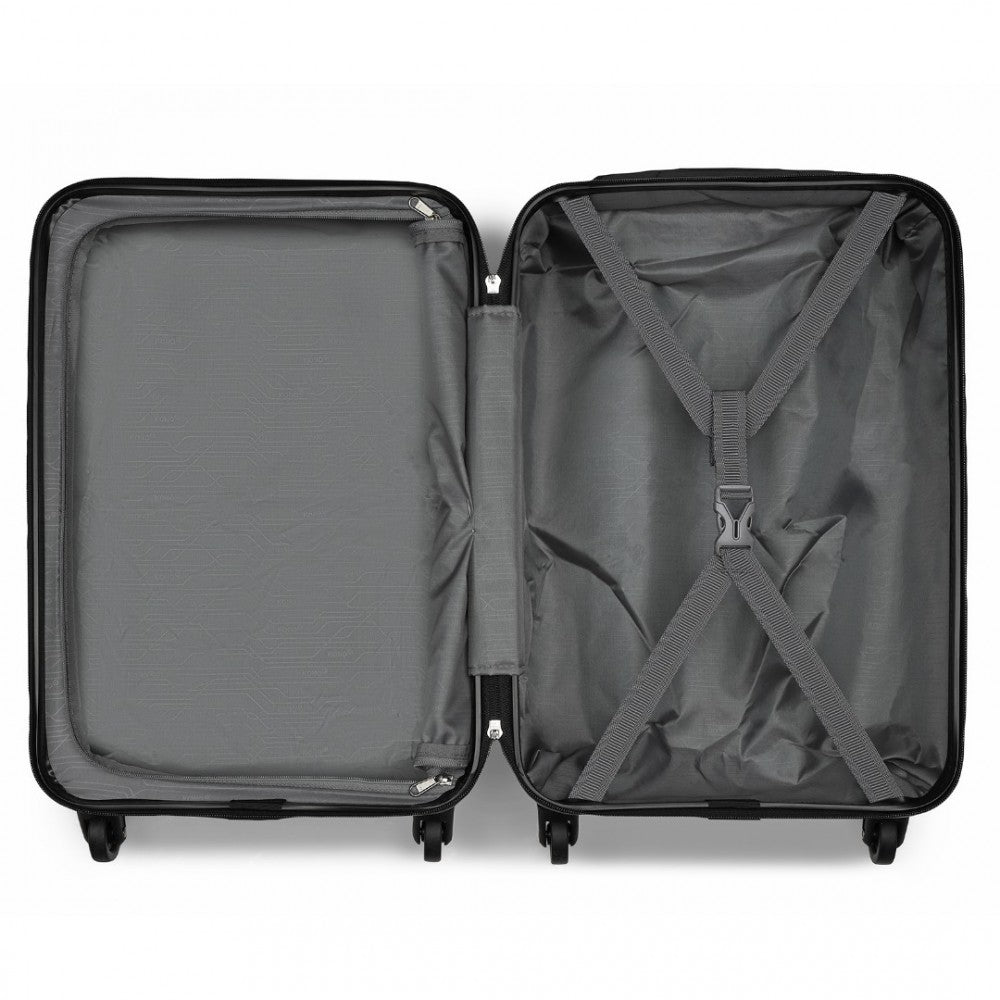 Kono KSK2477 Cabin Luggage in Black (54.5x34.5x21.5cm) - Expandable ABS Vertical Textured Hard Shell Suitcase with Secure 3-Digit Lock