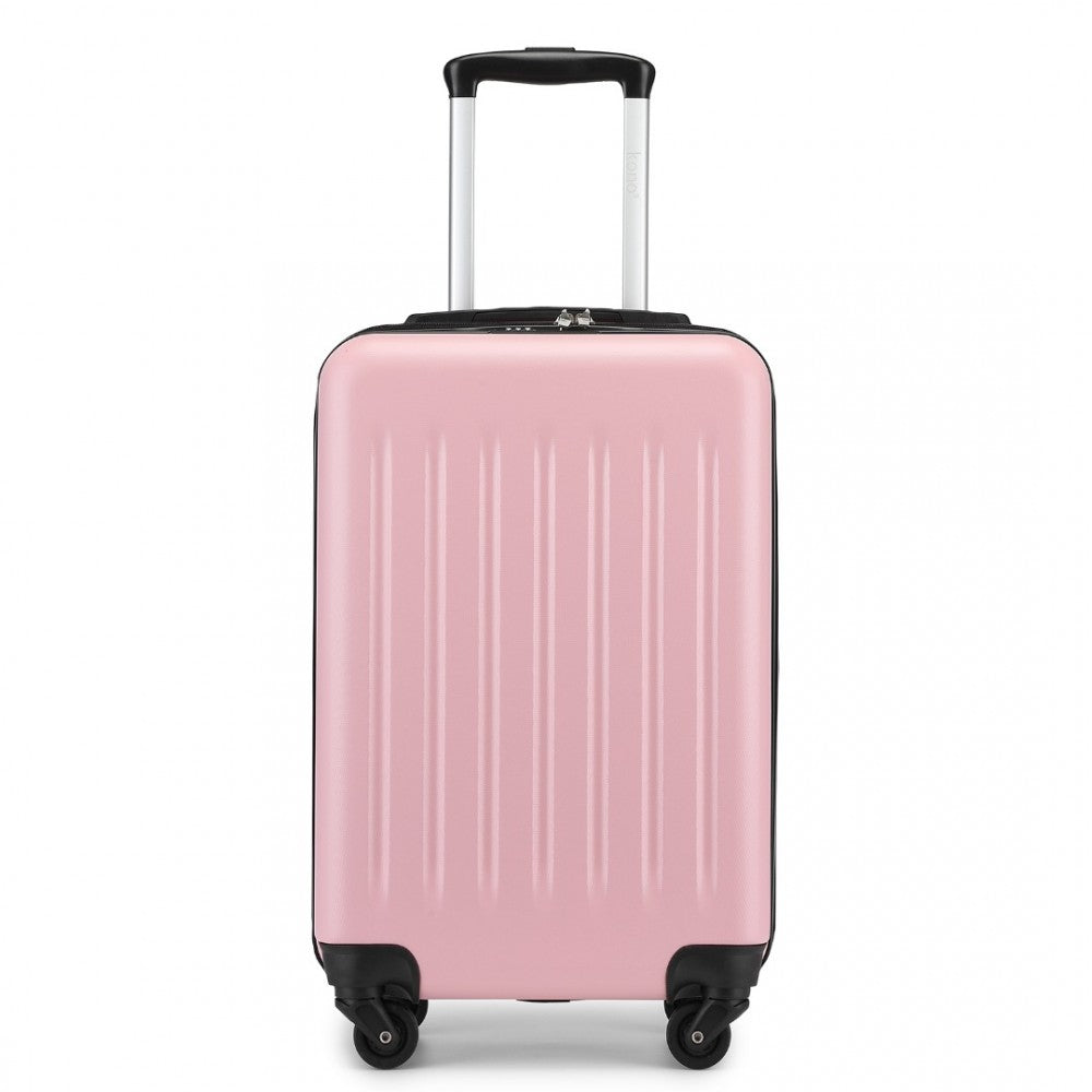 Kono KSK2477 Cabin Luggage in Pink (54.5x34.5x21.5cm) - Expandable ABS Vertical Textured Hard Shell Suitcase with Secure 3-Digit Lock