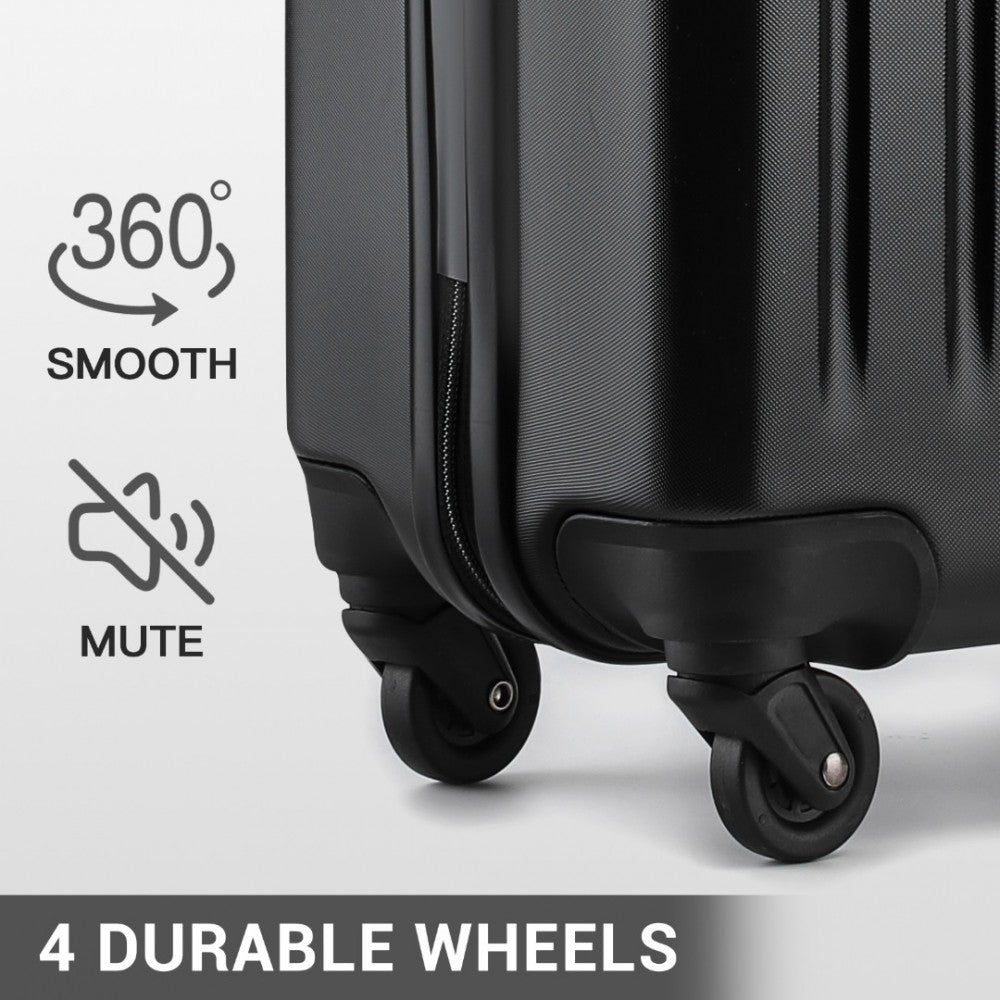 Kono KSK2477 Mid-Size Luggage in Black (64.5x43.5x25cm) - Expandable ABS Vertical Textured Hard Shell Suitcase with Secure 3-Digit Lock