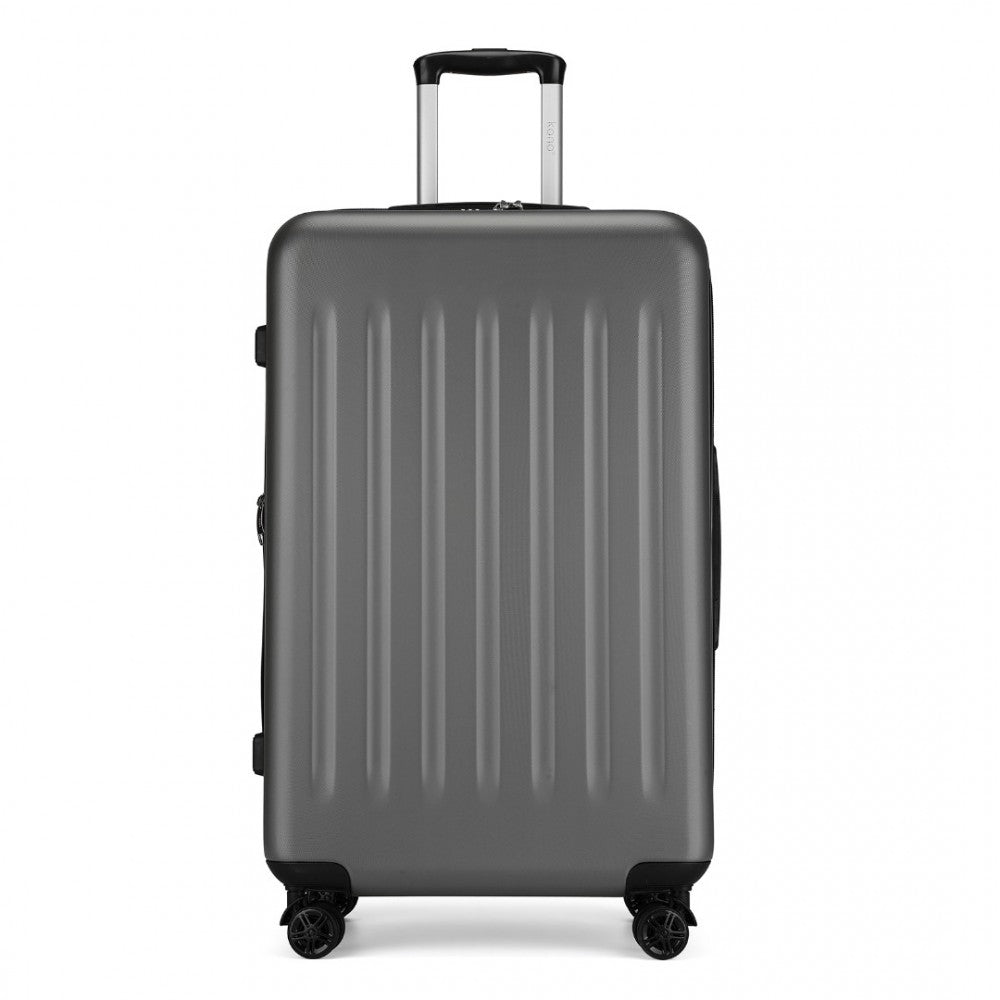 Kono KSK2477 Large Luggage in Grey (74.5x47.5x29.5cm) - Expandable ABS Vertical Textured Hard Shell Suitcase with Secure 3-Digit Lock