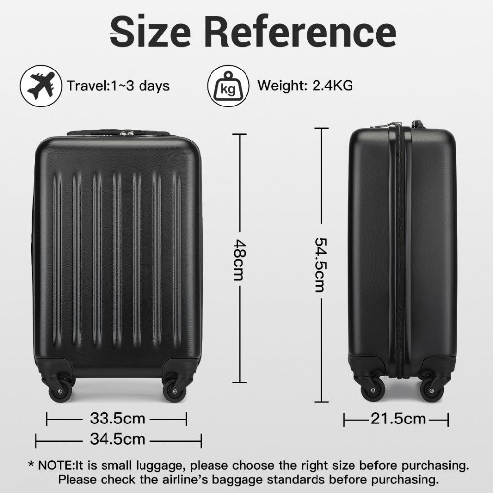 Kono KSK2477 3-Piece Luggage Set in Black - Expandable ABS Vertical Textured Hard Shell Suitcase with Secure 3-Digit Lock