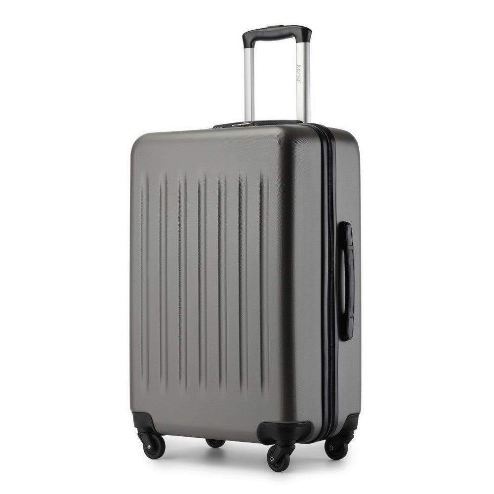 Kono KSK2477 3-Piece Luggage Set in Grey - Expandable ABS Vertical Textured Hard Shell Suitcase with Secure 3-Digit Lock
