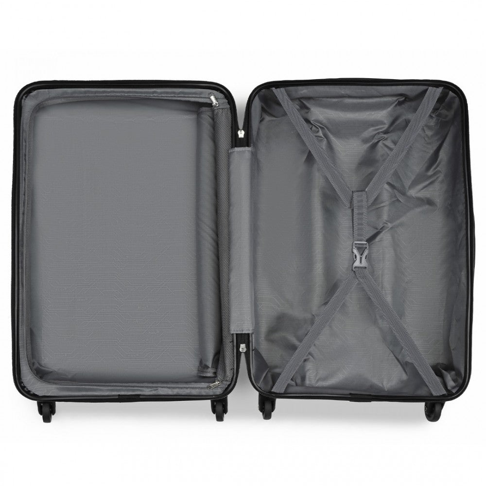 Kono KSK2477 3-Piece Luggage Set in Grey - Expandable ABS Vertical Textured Hard Shell Suitcase with Secure 3-Digit Lock