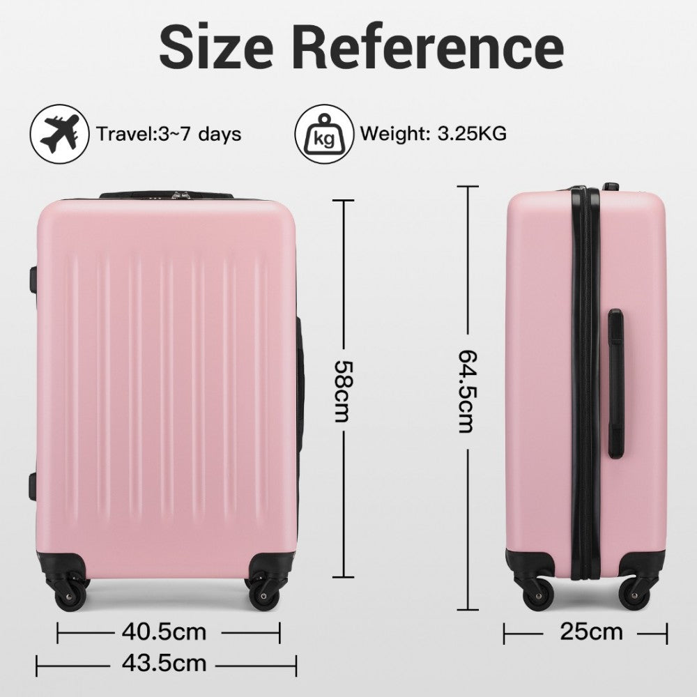 Kono KSK2477 3-Piece Luggage Set in Pink - Expandable ABS Vertical Textured Hard Shell Suitcase with Secure 3-Digit Lock