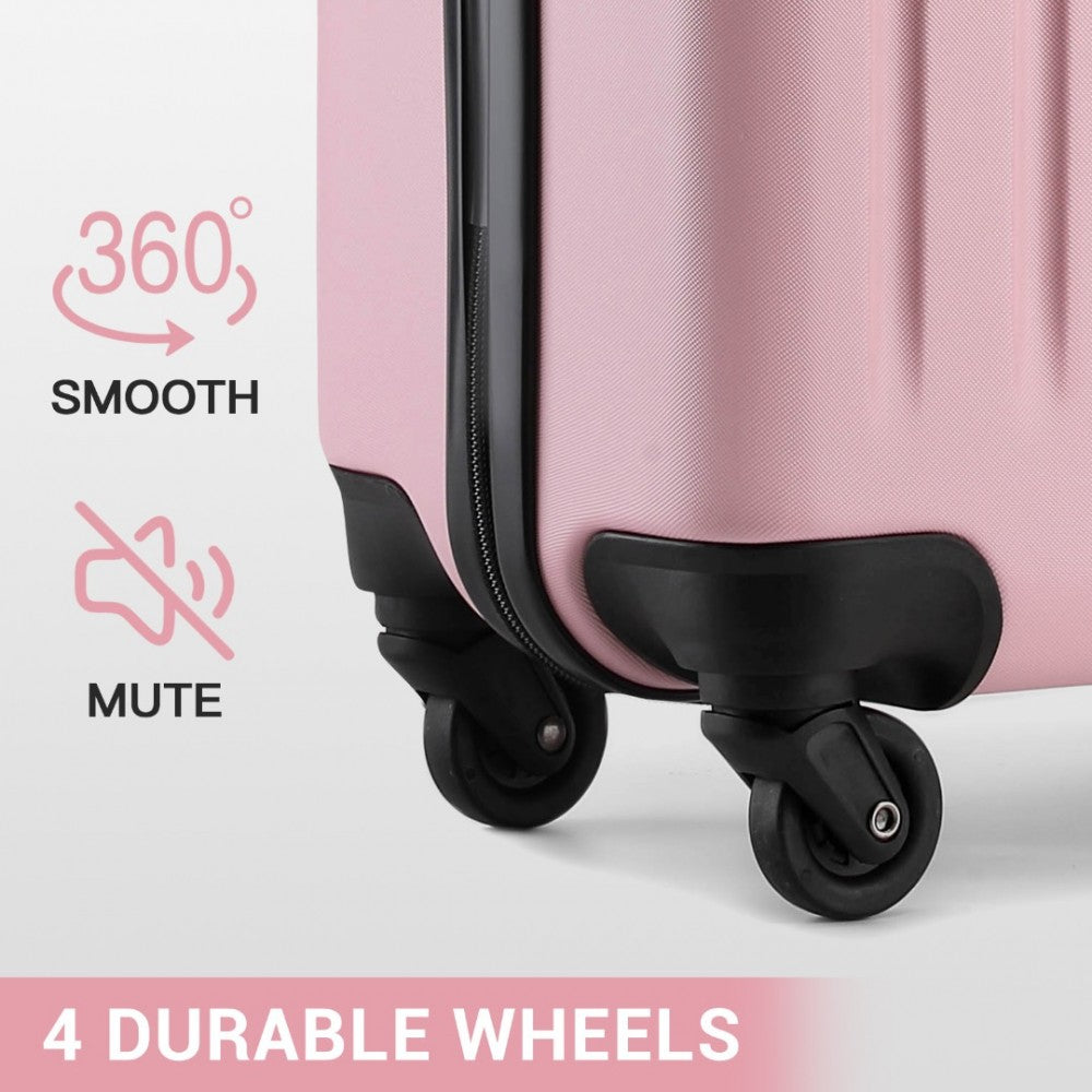 Kono KSK2477 3-Piece Luggage Set in Pink - Expandable ABS Vertical Textured Hard Shell Suitcase with Secure 3-Digit Lock