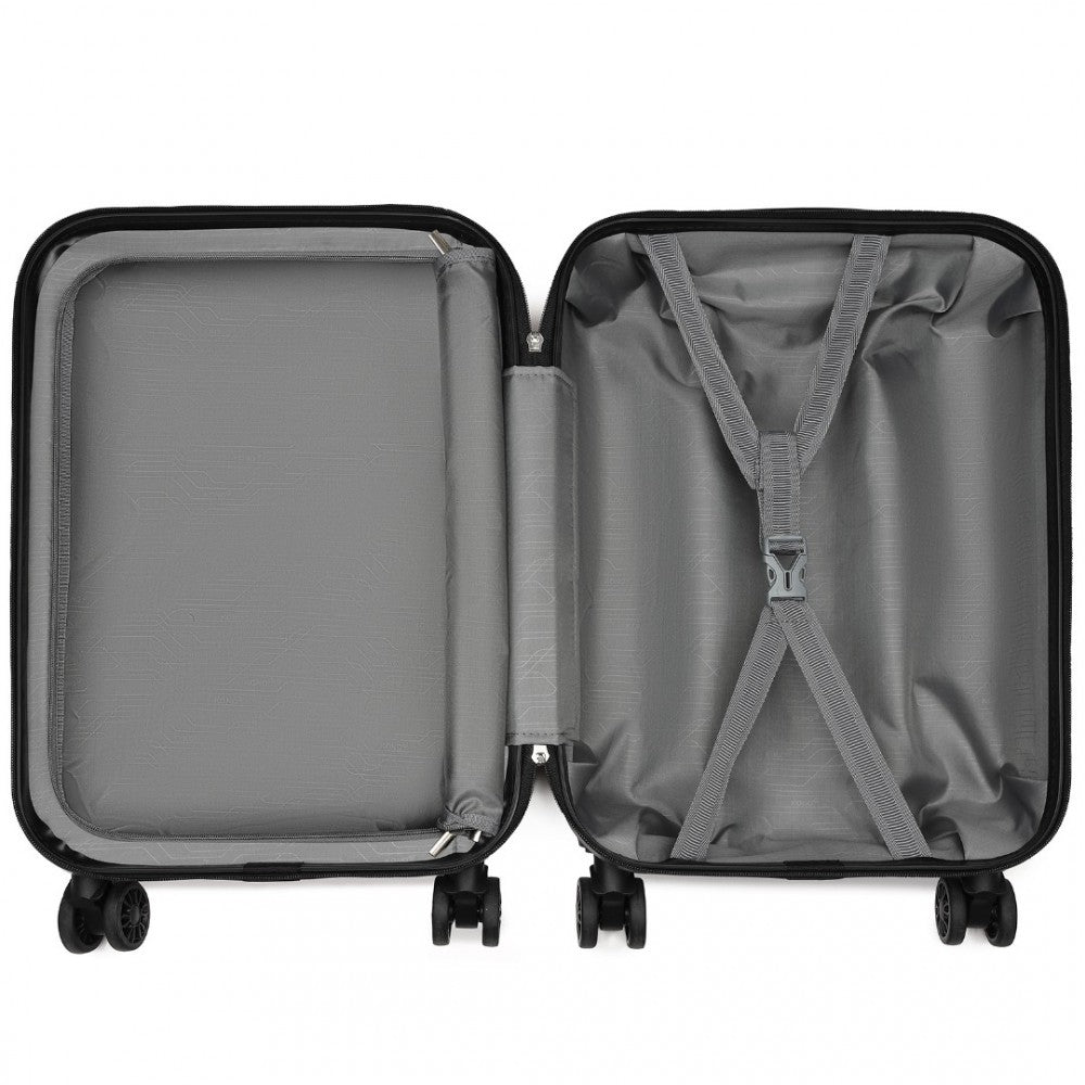 Kono KSK2485 Cabin Luggage in Black (54x37.5x22cm) - Hardshell Cabin Carry-On Suitcase with Combination Lock