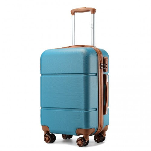 KSK2485 - Kono 20 Inch Premium ABS Cabin Carry-On Suitcase with Secure Combination Lock for Effortless Travel - Blue And Brown - Luggage eStore