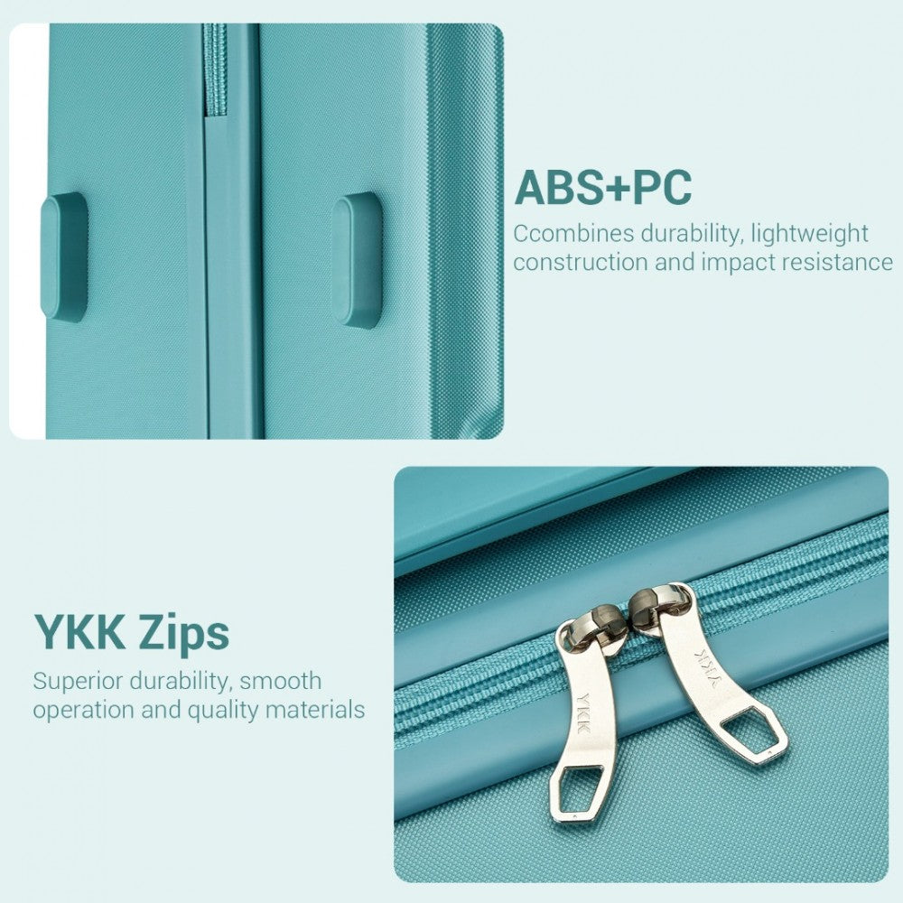 KSK2494 - Kono 3-Piece Minimalist Hard Shell ABS+PC Luggage Set with TSA Lock and 360° Spinner Wheels - Blue - Luggage eStore
