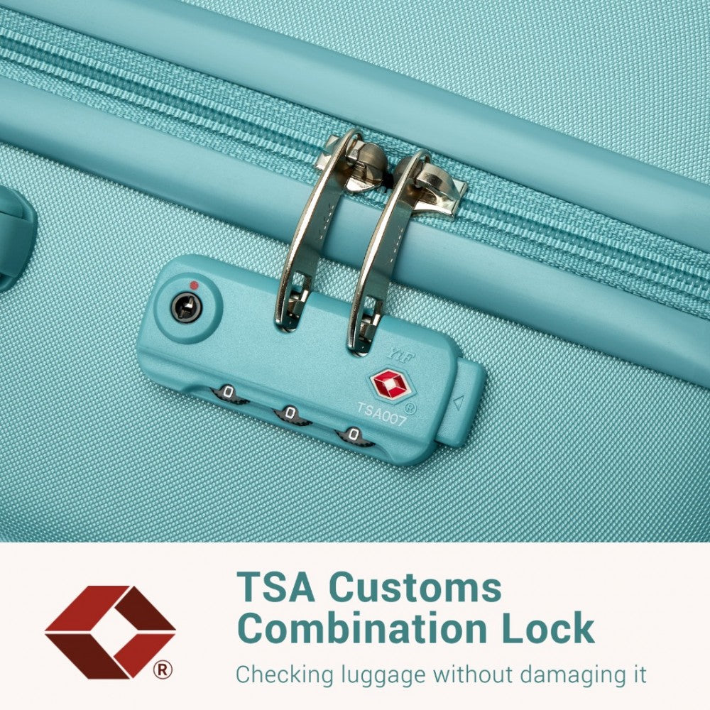 KSK2494 - Kono 3-Piece Minimalist Hard Shell ABS+PC Luggage Set with TSA Lock and 360° Spinner Wheels - Blue - Luggage eStore