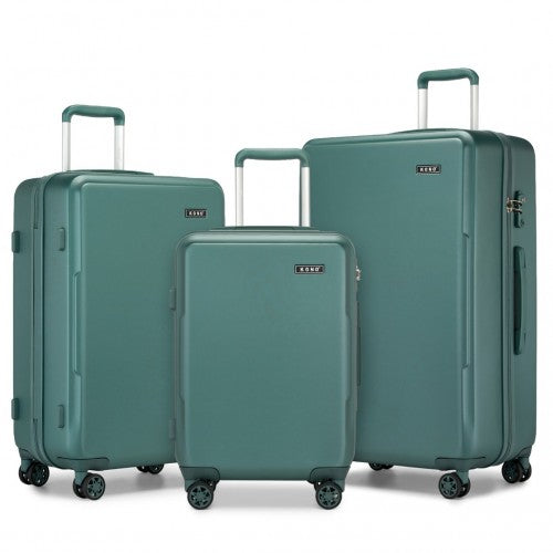 KSK2494 - Kono 3-Piece Minimalist Hard Shell ABS+PC Luggage Set with TSA Lock and 360° Spinner Wheels - Military Green - Luggage eStore