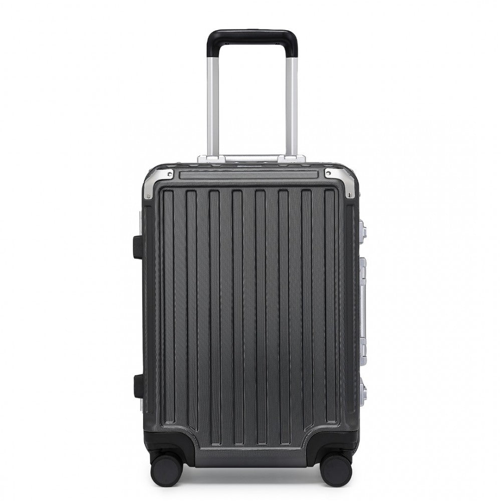 KSS2481 - Supercase Durable 20 Inch PC Hardshell Aluminum Frame Suitcase With TSA Lock - Black - Luggage eStore