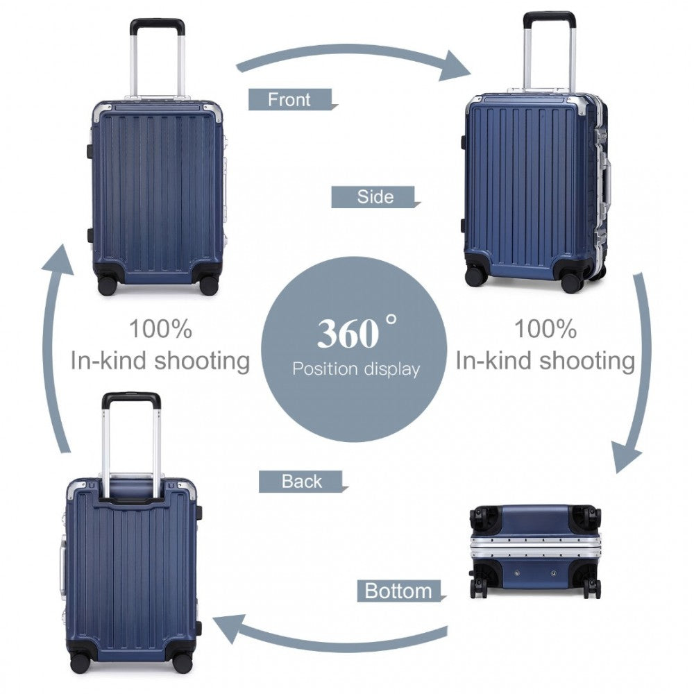 KSS2481 - Supercase Durable 20 Inch PC Hardshell Aluminum Frame Suitcase With TSA Lock - Navy - Luggage eStore