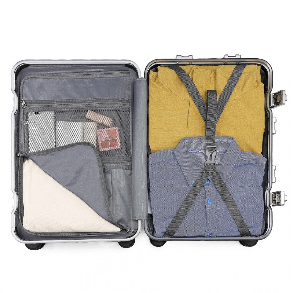 KSS2481 - Supercase Durable 20 Inch PC Hardshell Aluminum Frame Suitcase With TSA Lock - Navy - Luggage eStore