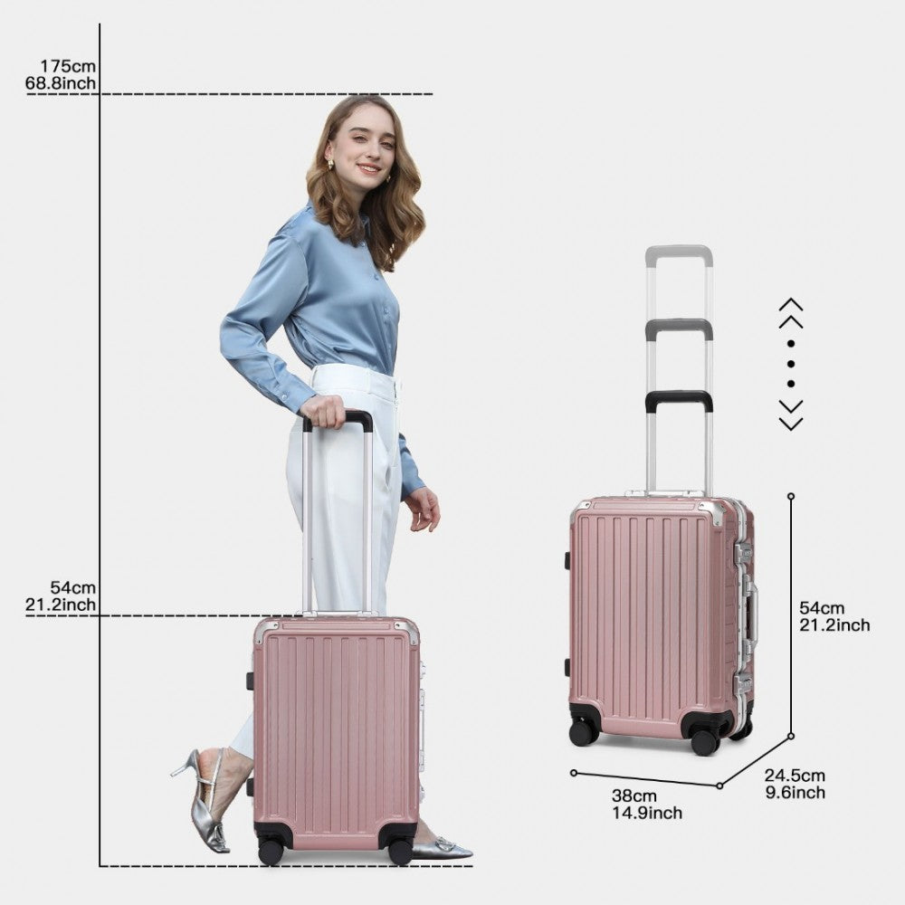 KSS2481 - Supercase Durable 20 Inch PC Hardshell Aluminum Frame Suitcase With TSA Lock - Nude - Luggage eStore