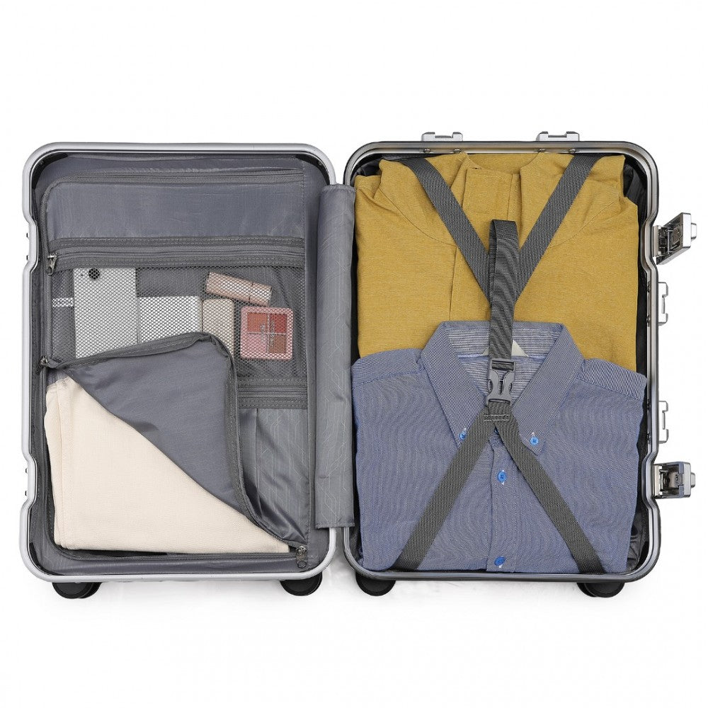 KSS2481 - Supercase Durable 20 Inch PC Hardshell Aluminum Frame Suitcase With TSA Lock - Nude - Luggage eStore