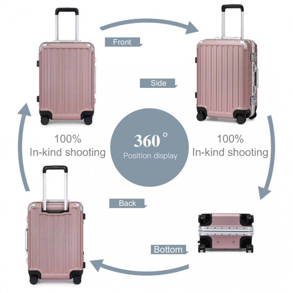 KSS2481 - Supercase Durable 20 Inch PC Hardshell Aluminum Frame Suitcase With TSA Lock - Nude - Luggage eStore