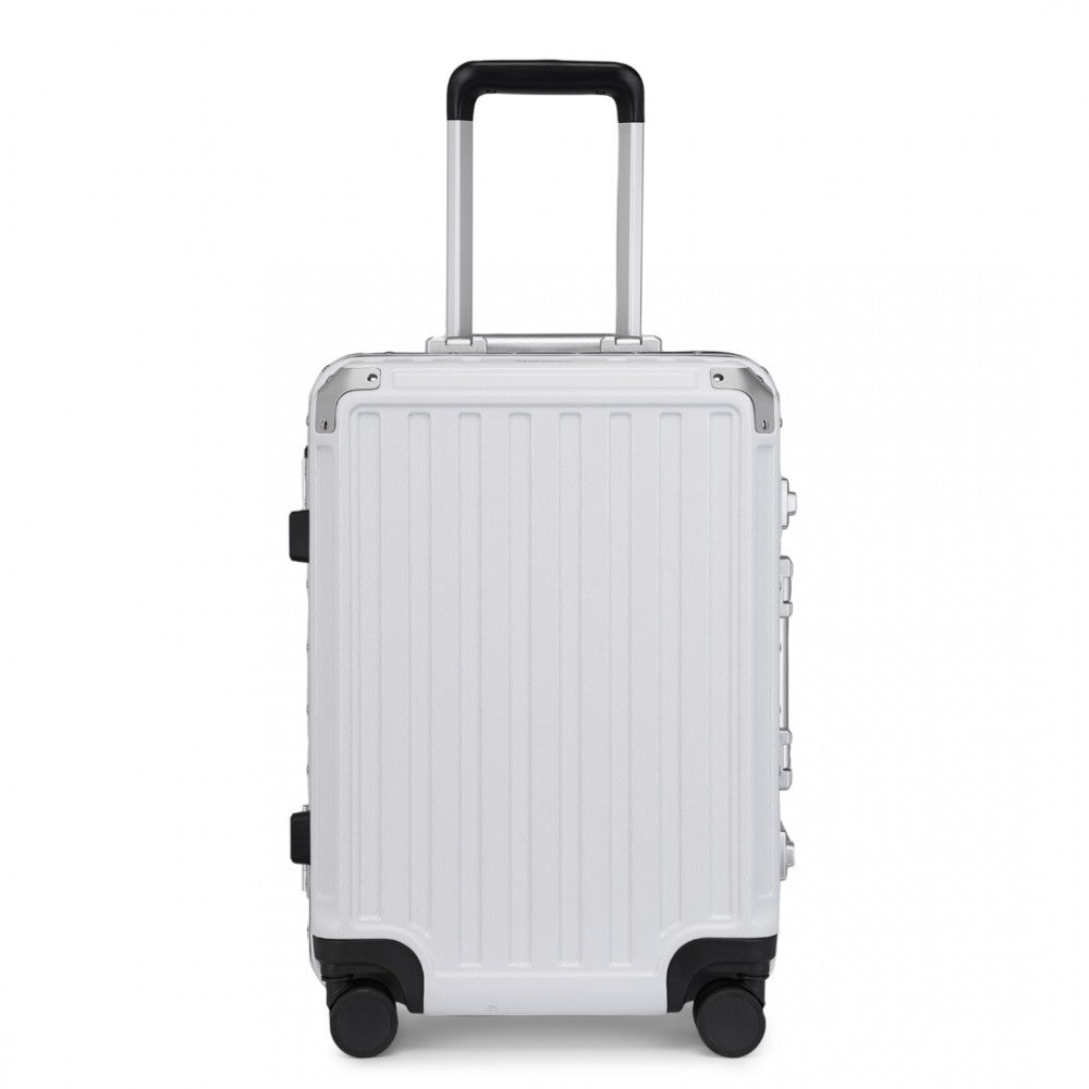 KSS2481 - Supercase Durable 20 Inch PC Hardshell Aluminum Frame Suitcase With TSA Lock - White - Luggage eStore