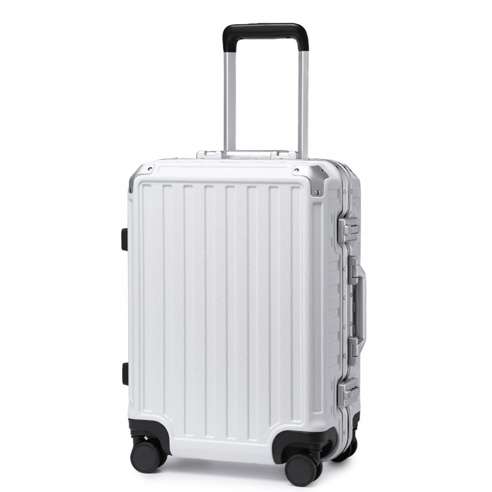KSS2481 - Supercase Durable 20 Inch PC Hardshell Aluminum Frame Suitcase With TSA Lock - White - Luggage eStore