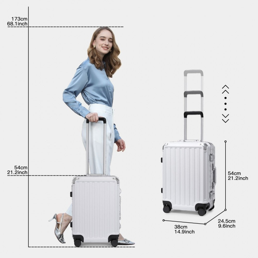 KSS2481 - Supercase Durable 20 Inch PC Hardshell Aluminum Frame Suitcase With TSA Lock - White - Luggage eStore