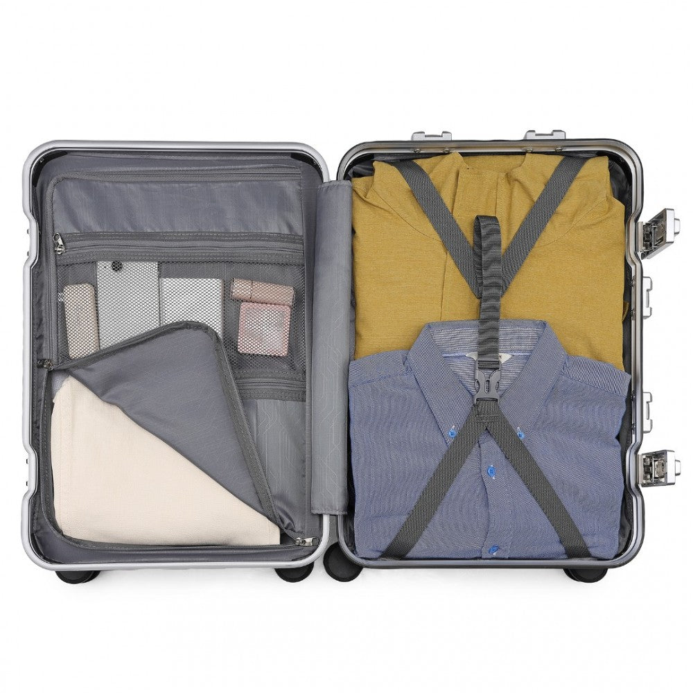 KSS2481 - Supercase Durable 20 Inch PC Hardshell Aluminum Frame Suitcase With TSA Lock - White - Luggage eStore