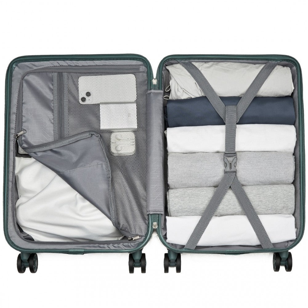 KSS2495 - Supercase 20 Inch Sleek Geometric Pattern Hard Shell ABS+PC Cabin Carry-On Suitcase with TSA Lock - Military Green - Luggage eStore