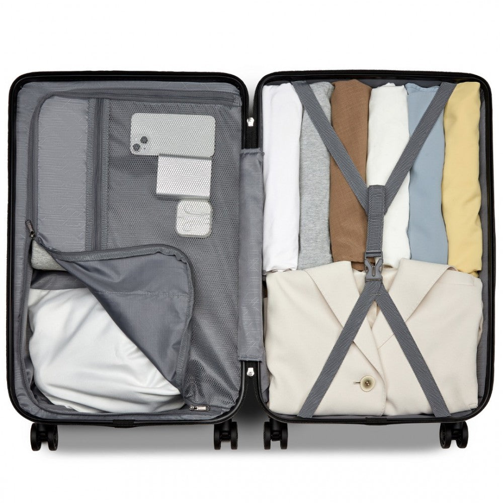 KSS2495 - Supercase 28 Inch Sleek Geometric Pattern Hard Shell ABS+PC Check-In Suitcase with TSA Lock for Effortless Travel - Black - Luggage eStore