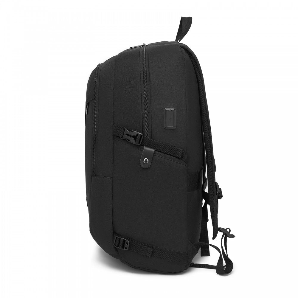 Kono BPK2501 Backpack in Black - Modern Urban Style Laptop Backpack with USB & Type-C Charging Port