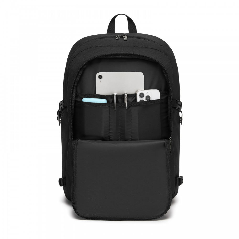 Kono BPK2501 Backpack in Black - Modern Urban Style Laptop Backpack with USB & Type-C Charging Port