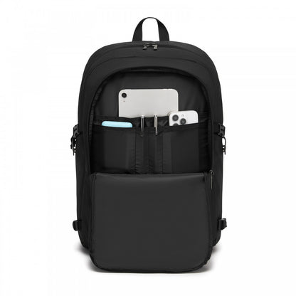 Kono BPK2501 Backpack in Black - Modern Urban Style Laptop Backpack with USB & Type-C Charging Port