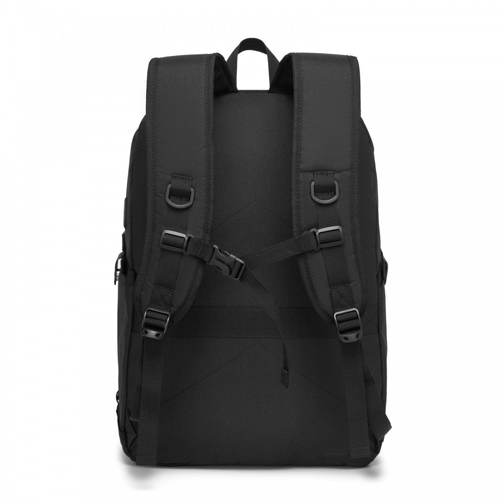 Kono BPK2501 Backpack in Black - Modern Urban Style Laptop Backpack with USB & Type-C Charging Port