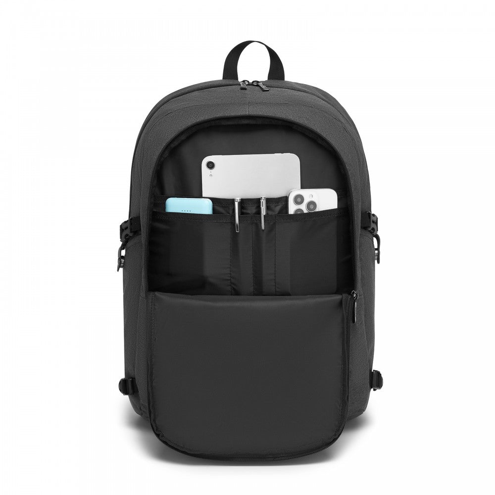 Kono BPK2501 Backpack in Dark Grey - Modern Urban Style Laptop Backpack with USB & Type-C Charging Port