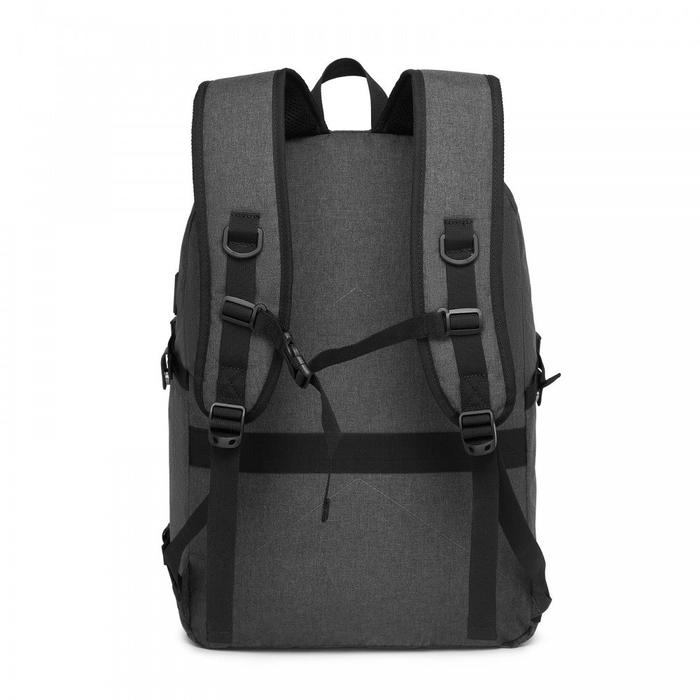 Kono BPK2501 Backpack in Dark Grey - Modern Urban Style Laptop Backpack with USB & Type-C Charging Port