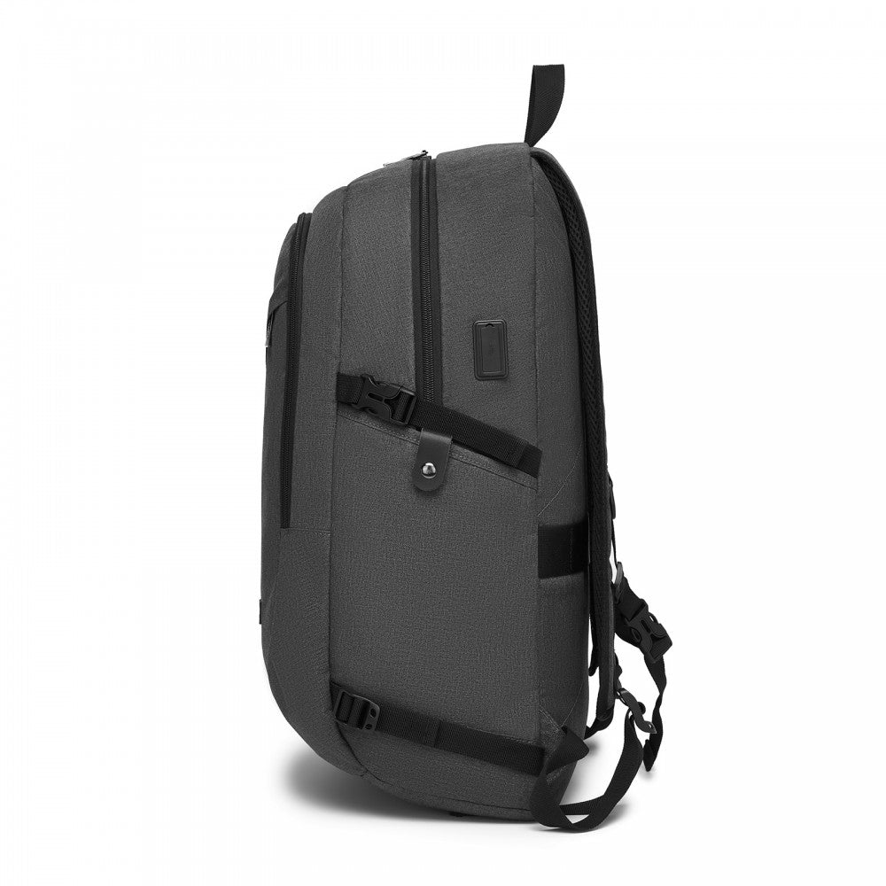 Kono BPK2501 Backpack in Dark Grey - Modern Urban Style Laptop Backpack with USB & Type-C Charging Port