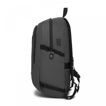 Kono BPK2501 Backpack in Dark Grey - Modern Urban Style Laptop Backpack with USB & Type-C Charging Port
