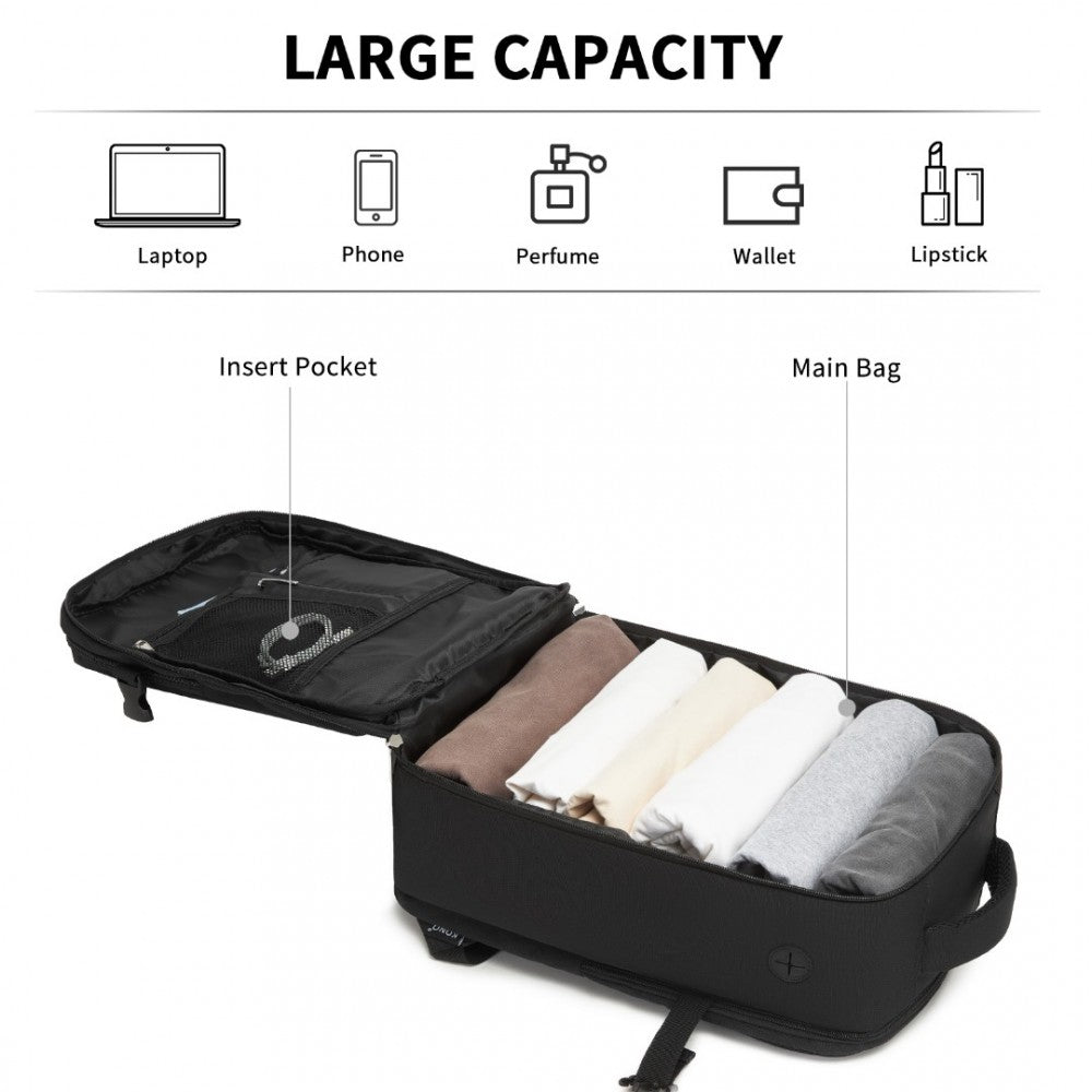 Kono BPK2504 Backpack in Black with Red Trim - Water-Resistant Cabin Backpack for 15.6” Laptops