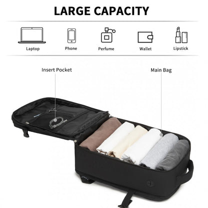 Kono BPK2504 Backpack in Black with Red Trim - Water-Resistant Cabin Backpack for 15.6” Laptops