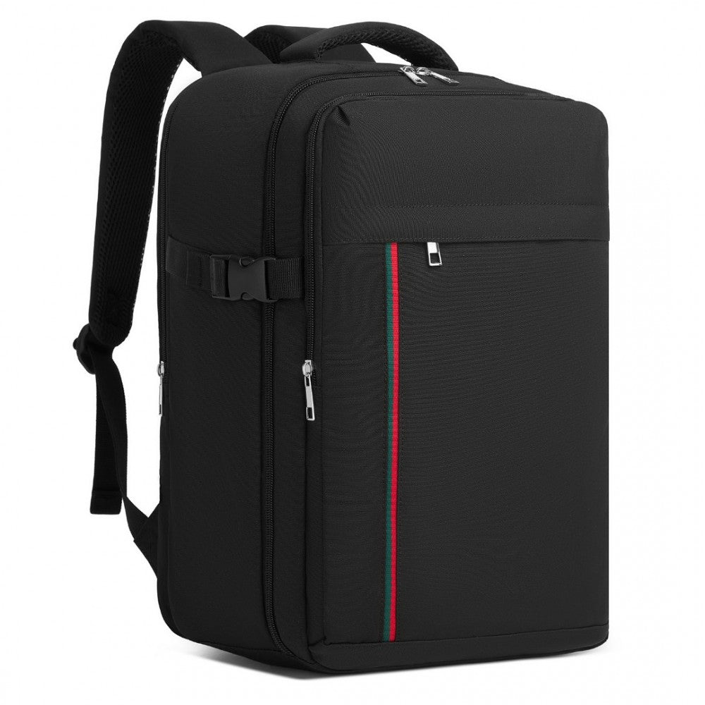 Kono BPK2504 Backpack in Black with Red Trim - Water-Resistant Cabin Backpack for 15.6” Laptops