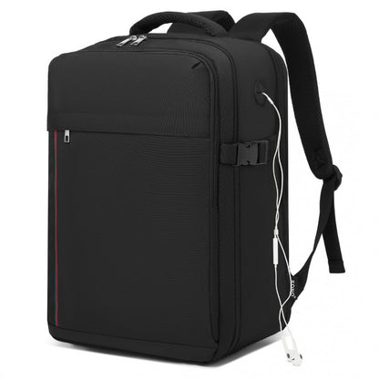 Kono BPK2504 Backpack in Black with Red Trim - Water-Resistant Cabin Backpack for 15.6” Laptops