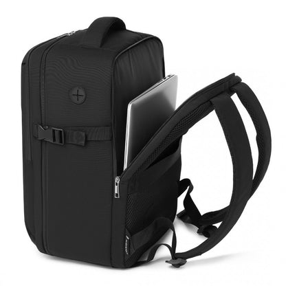 Kono BPK2504 Backpack in Black with Red Trim - Water-Resistant Cabin Backpack for 15.6” Laptops