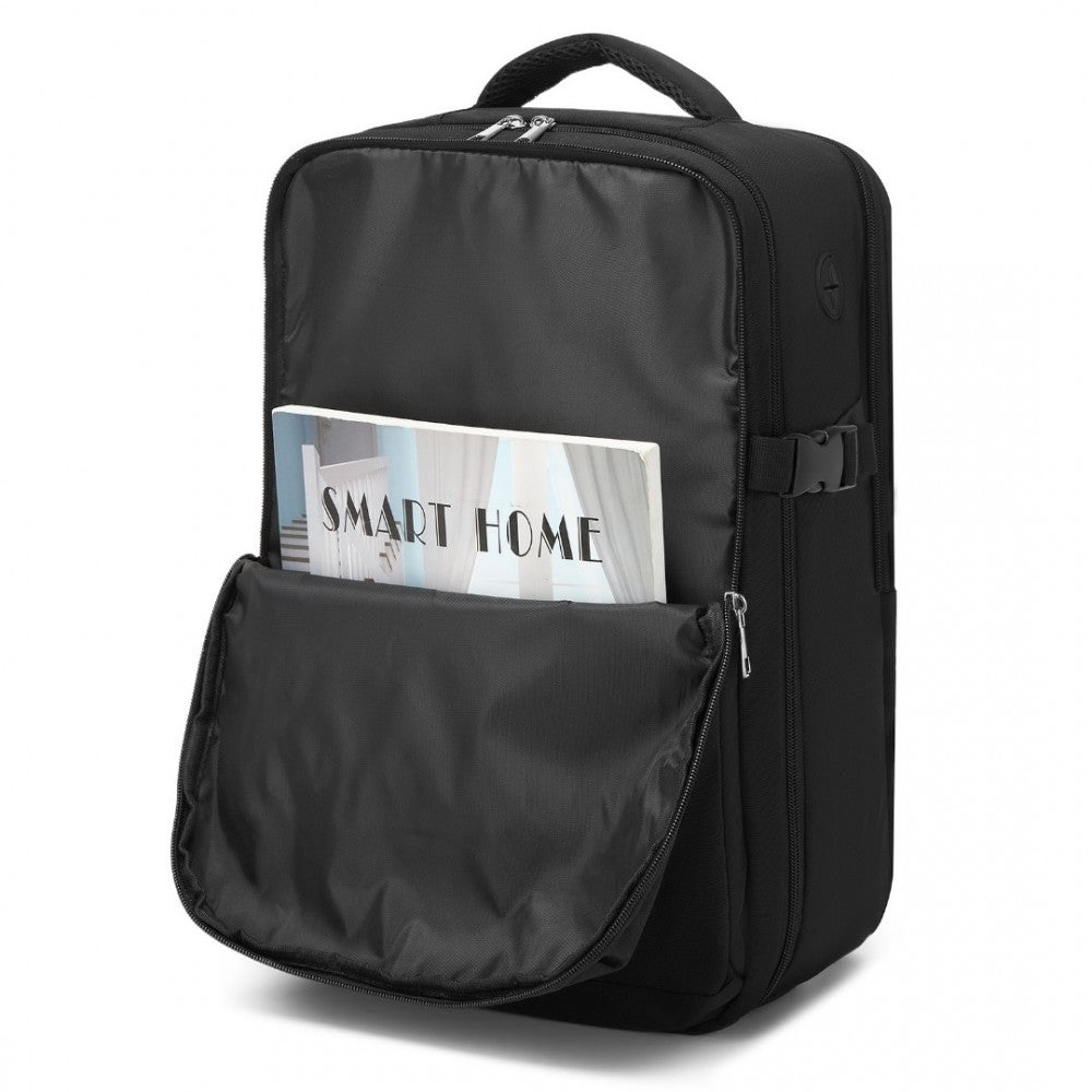 Kono BPK2504 Backpack in Black with Red Trim - Water-Resistant Cabin Backpack for 15.6” Laptops