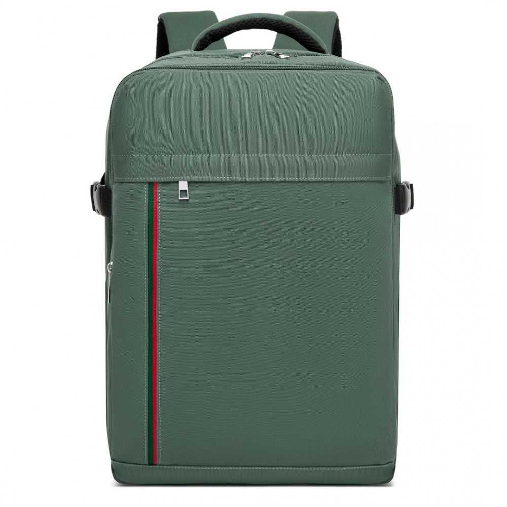 Kono BPK2504 Backpack in Green with Red Trim - Water-Resistant Cabin Backpack for 15.6” Laptops