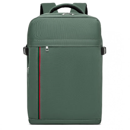 Kono BPK2504 Backpack in Green with Red Trim - Water-Resistant Cabin Backpack for 15.6” Laptops