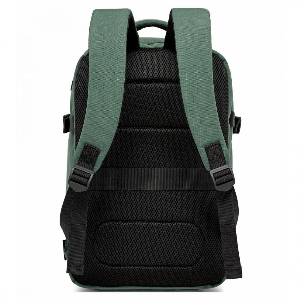 Kono BPK2504 Backpack in Green with Red Trim - Water-Resistant Cabin Backpack for 15.6” Laptops