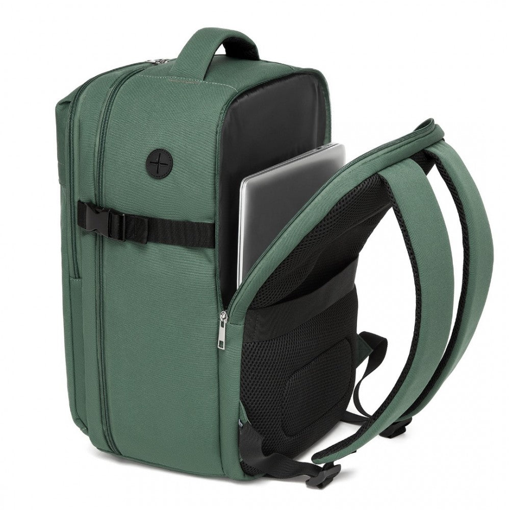 Kono BPK2504 Backpack in Green with Red Trim - Water-Resistant Cabin Backpack for 15.6” Laptops