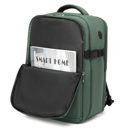Kono BPK2504 Backpack in Green with Red Trim - Water-Resistant Cabin Backpack for 15.6” Laptops