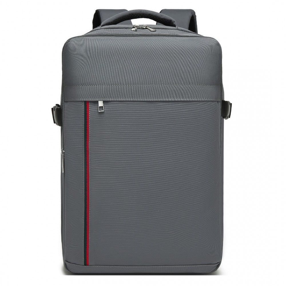 Kono BPK2504 Backpack in Grey with Red Trim - Water-Resistant Cabin Backpack for 15.6” Laptops