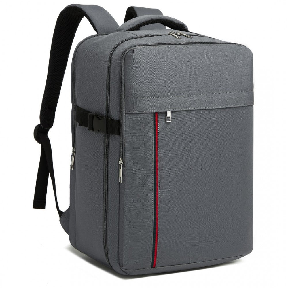 Kono BPK2504 Backpack in Grey with Red Trim - Water-Resistant Cabin Backpack for 15.6” Laptops