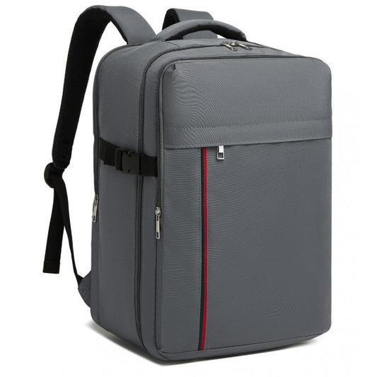 Kono BPK2504 Backpack in Grey with Red Trim - Water-Resistant Cabin Backpack for 15.6” Laptops