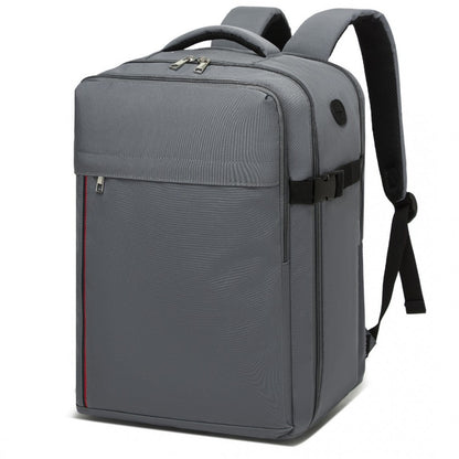 Kono BPK2504 Backpack in Grey with Red Trim - Water-Resistant Cabin Backpack for 15.6” Laptops
