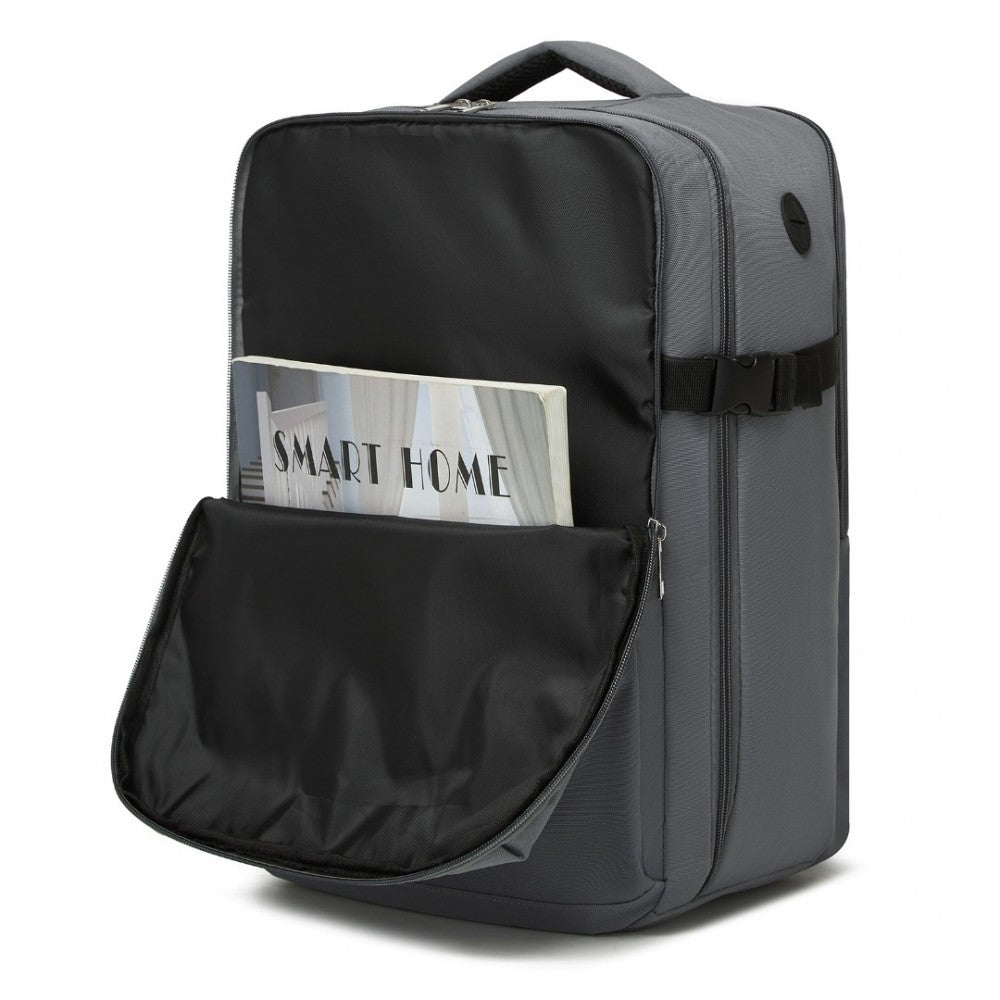 Kono BPK2504 Backpack in Grey with Red Trim - Water-Resistant Cabin Backpack for 15.6” Laptops